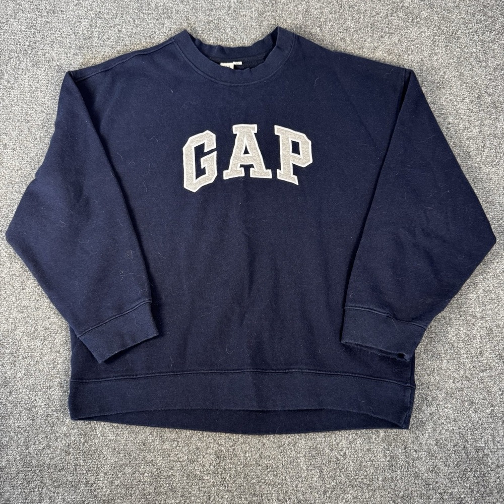 Vtg Gap Sweatshirt Mens XL Blue Pullover Spell Out Crew Neck Logo Mallcore L